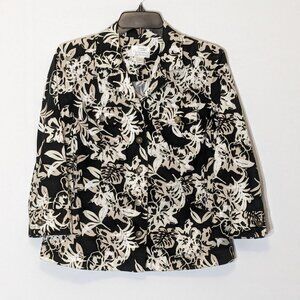 Women's CHRISTOPHER & BANKS Stretch, Black/Beige Floral Casual Jacket; Size M